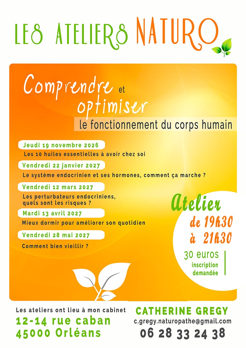 Affiche des différents ateliers de naturopathie